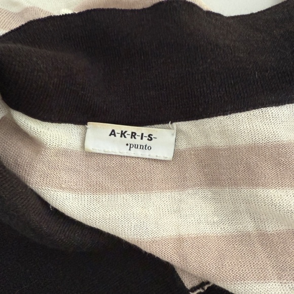 AKRIS Punto Striped Linen Collard Polo Short Sleeve Top - Picture 6 of 10
